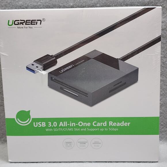 UGreen 30333 USB 3.0 All-in-One Card Reader SD/TF/CF/MS Supports Up To 5Gbps NIB - Picture 1 of 4